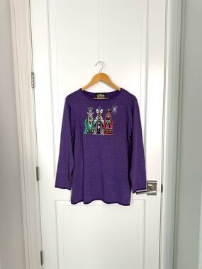 Vintage 90s Bob Mackie Christmas Purple Sweater Embroidered 3 Wise Men MEDIUM